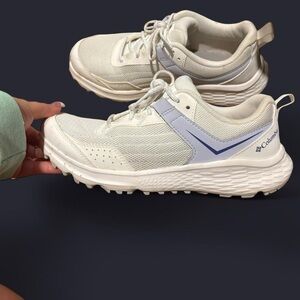 Columbia White and Light Blue Women's Trail Sneakers